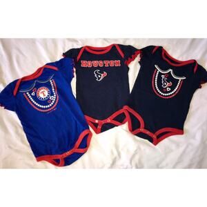 Lot of Houston Texans Football Baby Girl Football Onesies Sz 3m, 6m, 18m